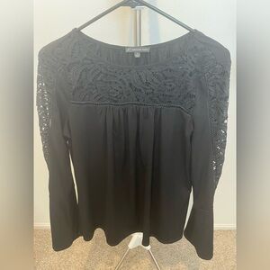 Adrianna Papell Black Lace Accent Blouse